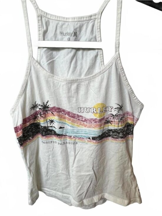 Tops - White,  Tank Top With Ocean Design